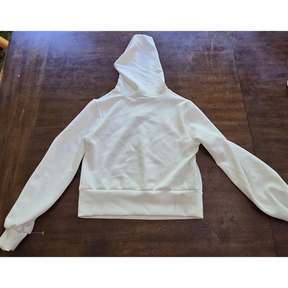 NWOTD Lanston SM Cut Out Cropped Hoodie White 127045 - Picture 3 of 6